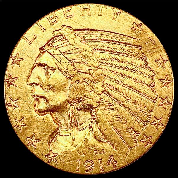 1914-D $5 Gold Half Eagle HIGH GRADE
