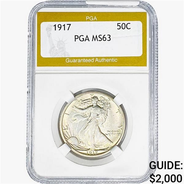 1917 Walking Liberty Half Dollar PGA MS63