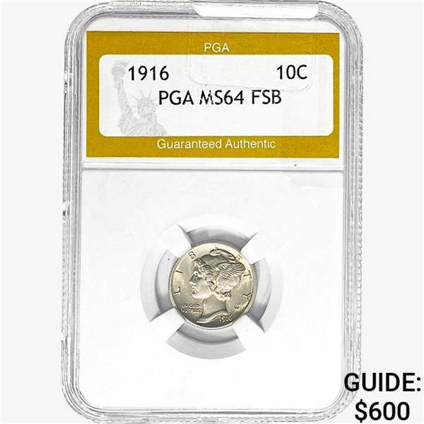 1916 Mercury Silver Dime PGA MS64 FSB