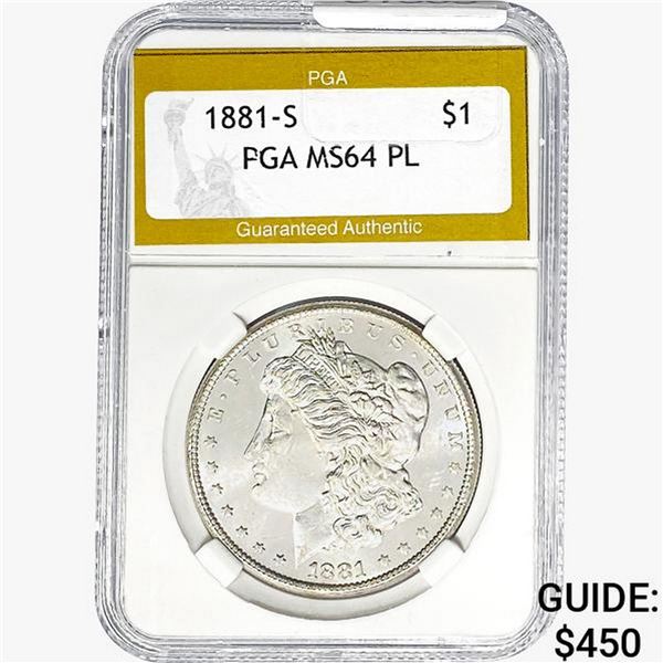 1881-S Morgan Silver Dollar PGA MS64 PL