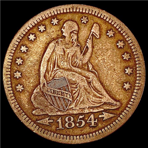 1854 Arr. Seated Liberty Quarter ABOUT UNCIRCULATED