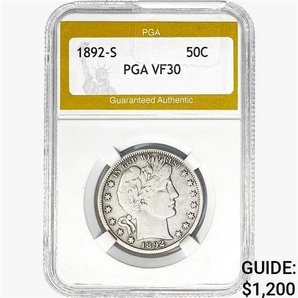 1892-S Barber Half Dollar PGA VF30