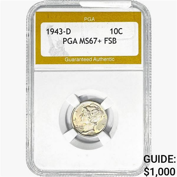 1943-D Mercury Silver Dime PGA MS67+ FSB