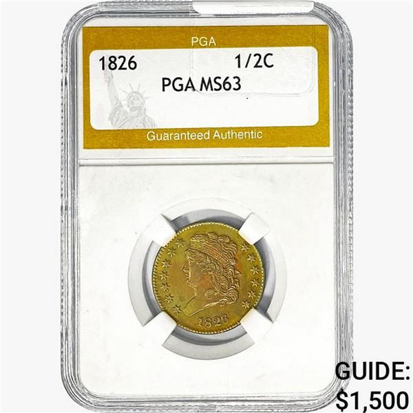 1826 Classic Head Half Cent PGA MS63