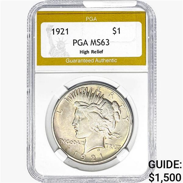 1921 Silver Peace Dollar PGA MS63 HR