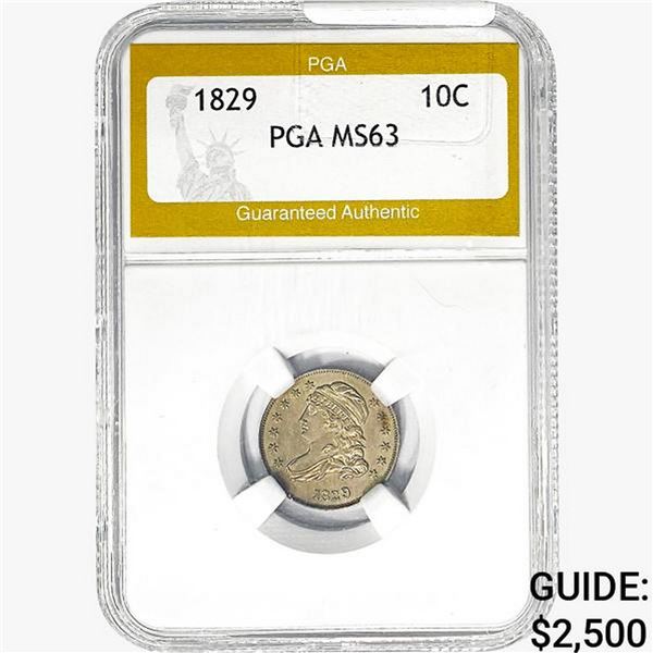1829 Capped Bust Dime PGA MS63
