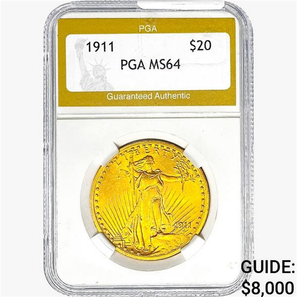 1911 $20 Gold Double Eagle PGA MS64