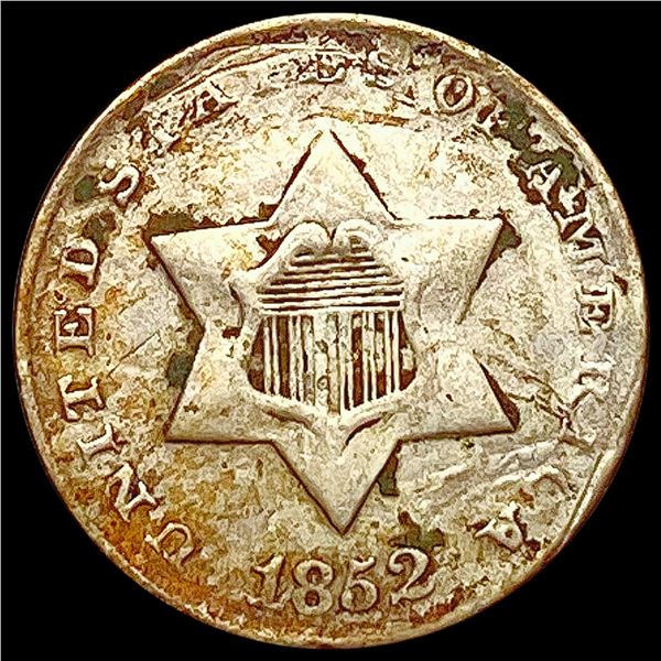 1852 Silver Three Cent CLOSELY UNCIRCULATED