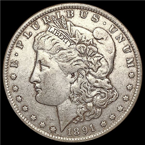 1891 Dbl Ear Morgan Silver Dollar CLOSELY UNCIRCULATED