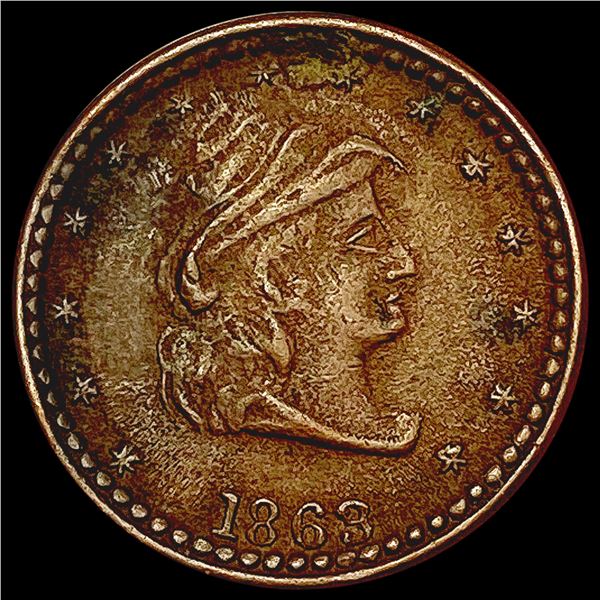 1863 Civil War Token; Our Navy CHOICE AU