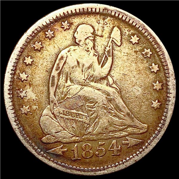1854 Arr. Seated Liberty Quarter ABOUT UNCIRCULATED