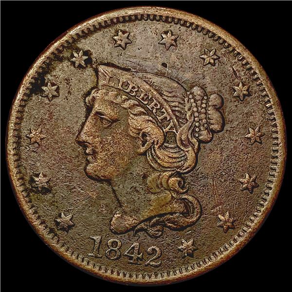 1842 Braided Hair Large Cent ABOUT UNCIRCULATED