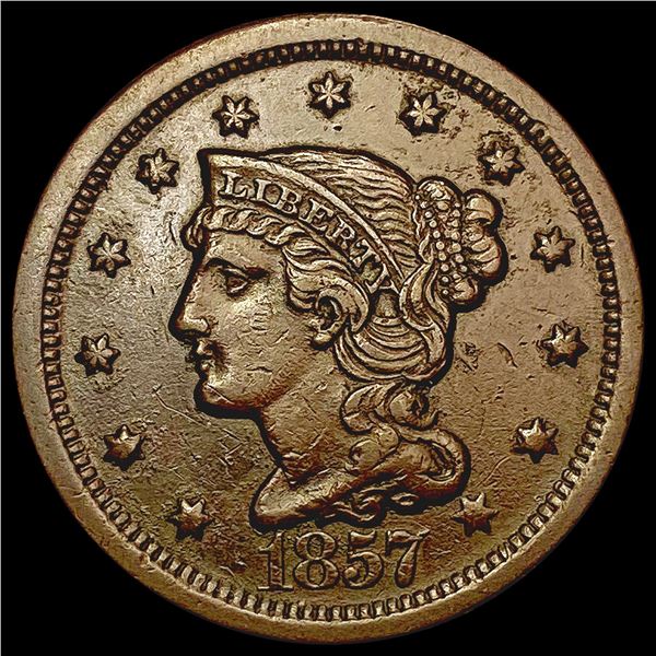 1857 Braided Hair Large Cent NEARLY UNCIRCULATED