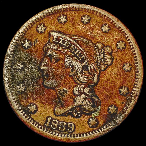 1839 Braided Hair Large Cent ABOUT UNCIRCULATED