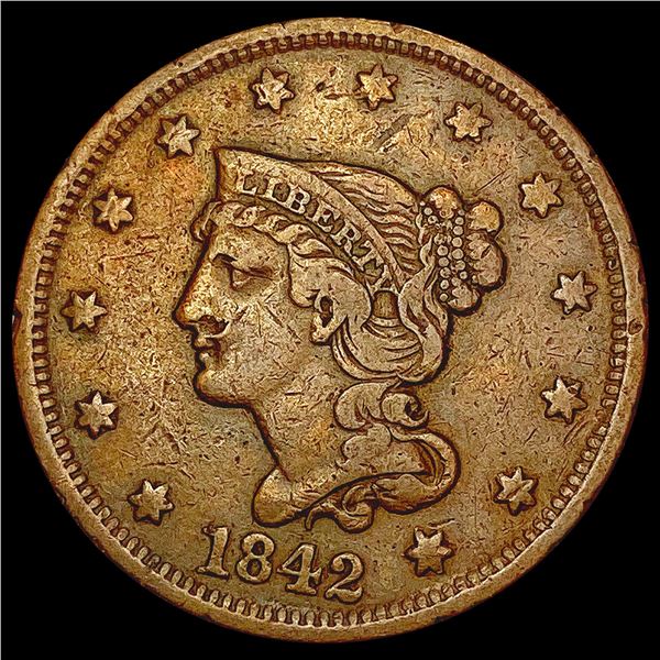 1842 Braided Hair Large Cent LIGHTLY CIRCULATED
