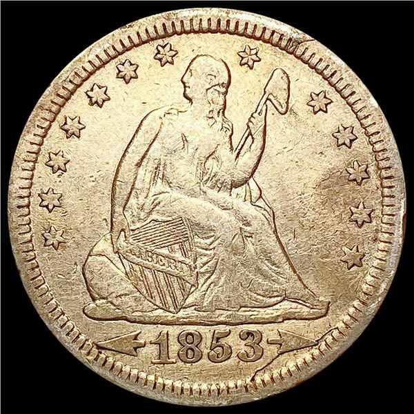 1853 Arr. Rays Seated Liberty Quarter ABOUT UNCIRCULATED