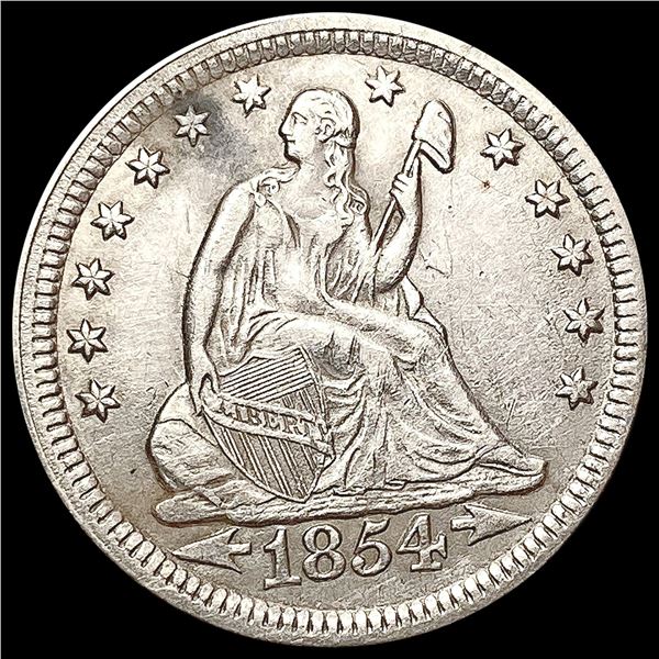 1854 Seated Liberty Quarter NEARLY UNCIRCULATED