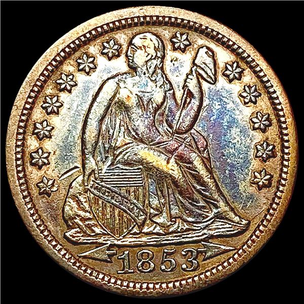 1853 Arr. Seated Liberty Dime CLOSELY UNCIRCULATED