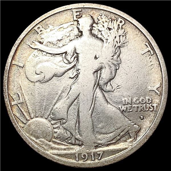 1917-D Obv Walking Liberty Half Dollar LIGHTLY CIRCULATED