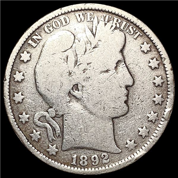1892 Barber Half Dollar NICELY CIRCULATED