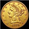 Image 1 : 1880 $5 Gold Half Eagle CLOSELY UNCIRCULATED
