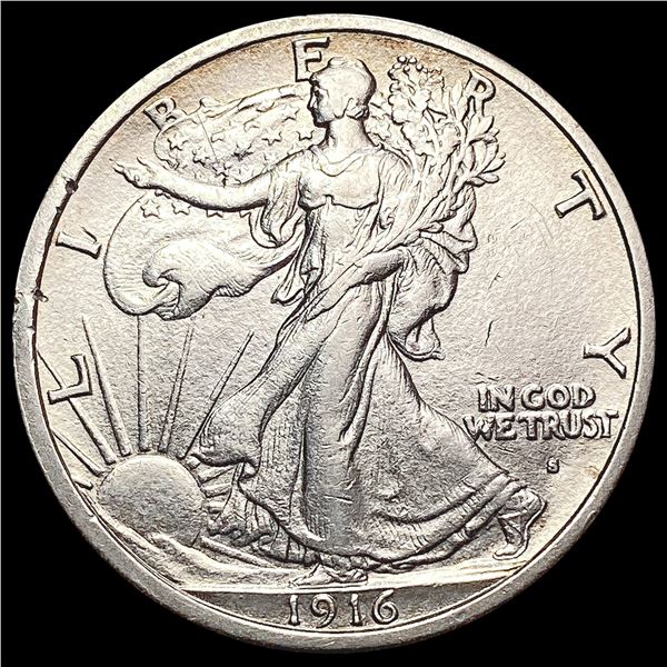 1916-S Walking Liberty Half Dollar CLOSELY UNCIRCULATED