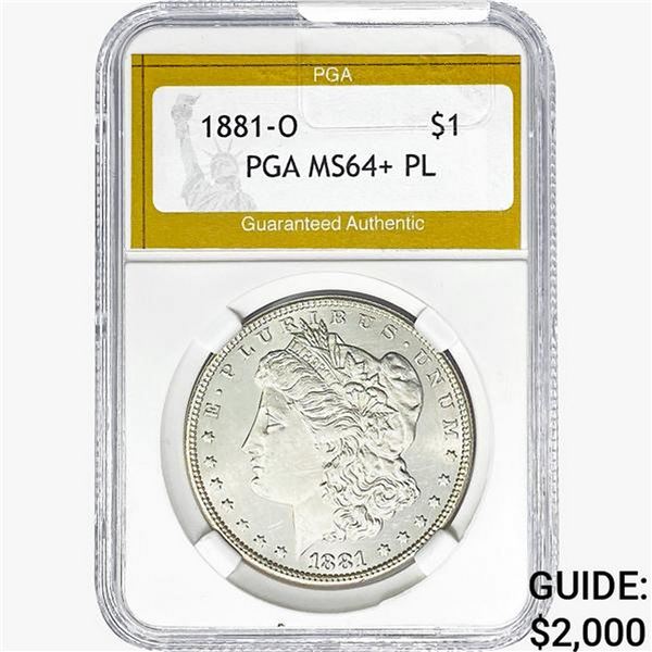 1881-O Morgan Silver Dollar PGA MS64+ PL