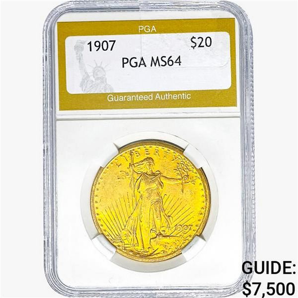 1907 $20 Gold Double Eagle PGA MS64