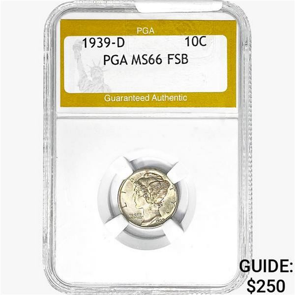 1939-D Mercury Silver Dime PGA MS66 FSB