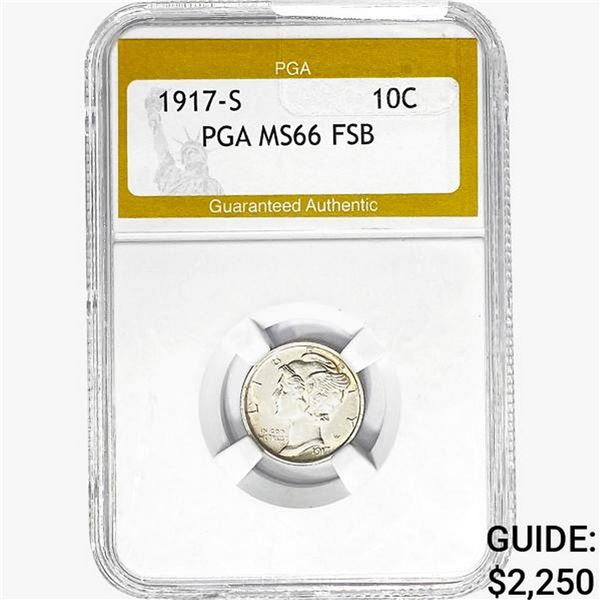 1917-S Mercury Silver Dime PGA MS65 FSB