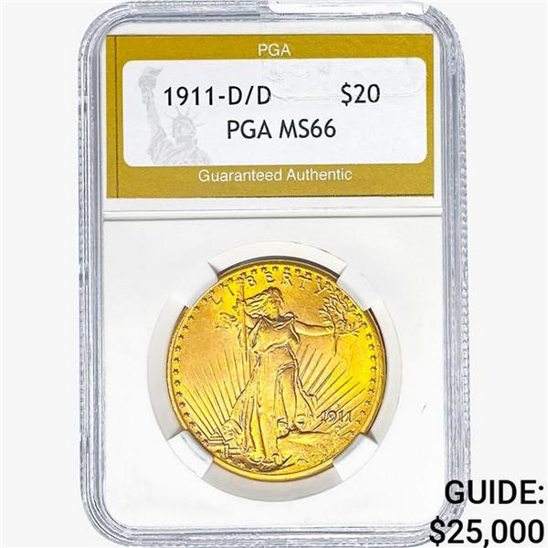 1911-D/D $20 Gold Double Eagle PGA MS66
