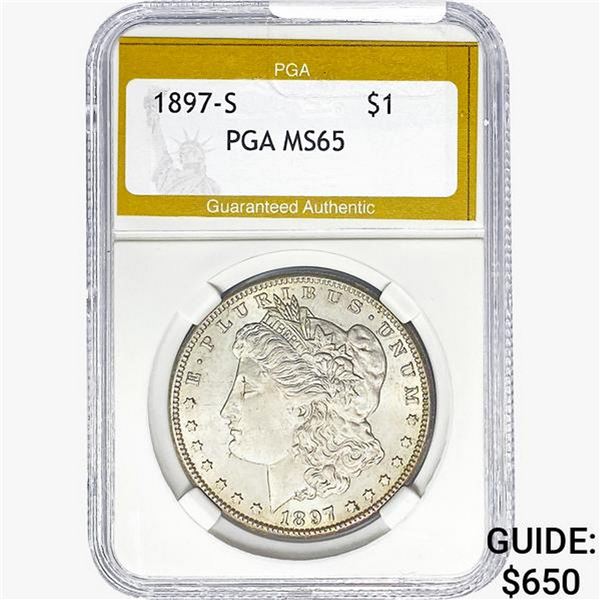 1897-S Morgan Silver Dollar PGA MS65