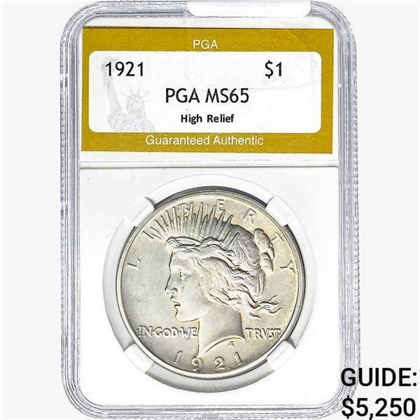1921 Silver Peace Dollar PGA MS65 HR