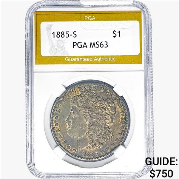 1885-S Morgan Silver Dollar PGA MS63