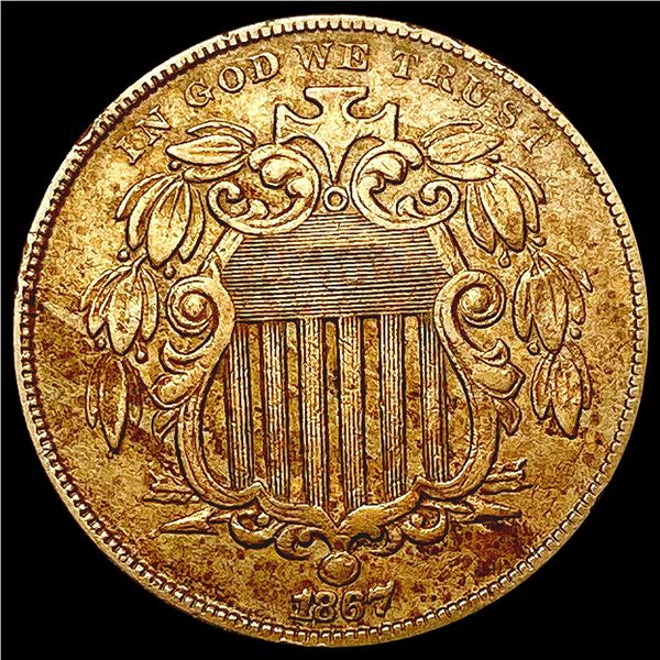 1867 No Rays Shield Nickel CLOSELY UNCIRCULATED
