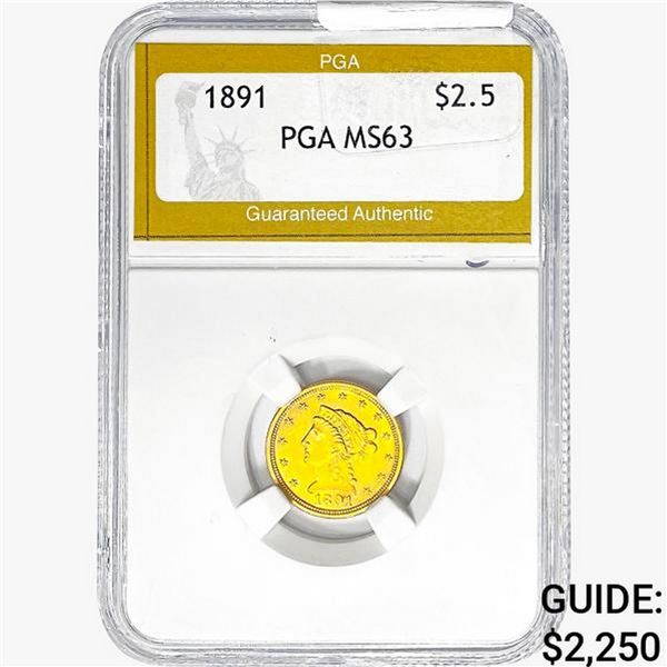 1891 $2.50 Gold Quarter Eagle PGA MS63