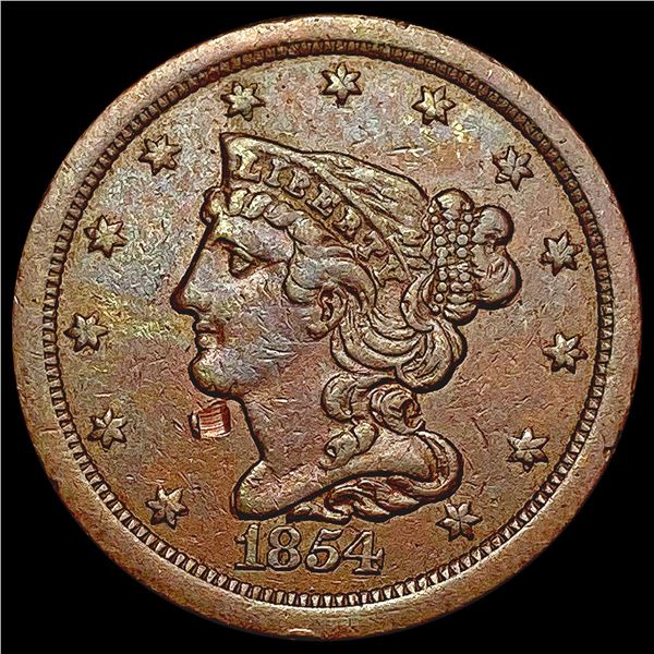 1854 Braided Hair Half Cent CLOSELY UNCIRCULATED