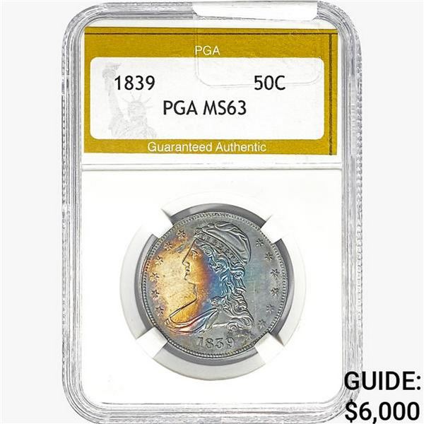 1839 Capped Bust Half Dollar PGA MS63
