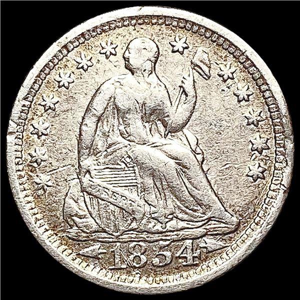 1854-O Arrows Seated Liberty Half Dime NEARLY UNCIRCULATED