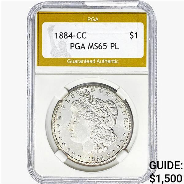 1884-CC Morgan Silver Dollar PGA MS65 PL