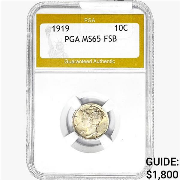 1919 Mercury Silver Dime PGA MS65 FSB