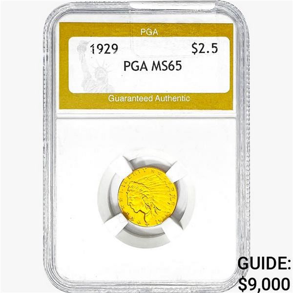 1929 $2.50 Gold Quarter Eagle PGA MS65