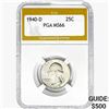 1940-D Washington Silver Quarter PGA MS66