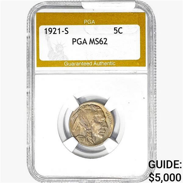 1921-S Buffalo Nickel PGA MS62