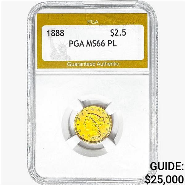 1888 $2.50 Gold Quarter Eagle PGA MS66 PL