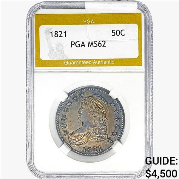 1821 Capped Bust Half Dollar PGA MS62