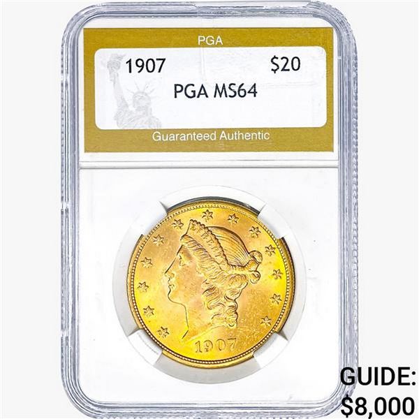 1907 $20 Gold Double Eagle PGA MS64