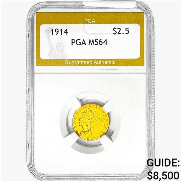 1914 $2.50 Gold Quarter Eagle PGA MS64