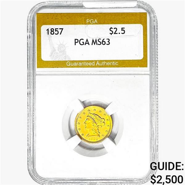 1857 $2.50 Gold Quarter Eagle PGA MS63