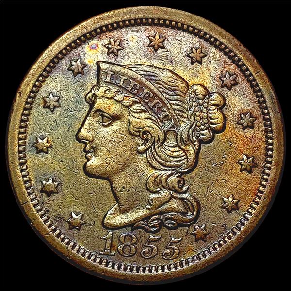 1855 Braided Hair Cent CLOSELY UNCIRCULATED